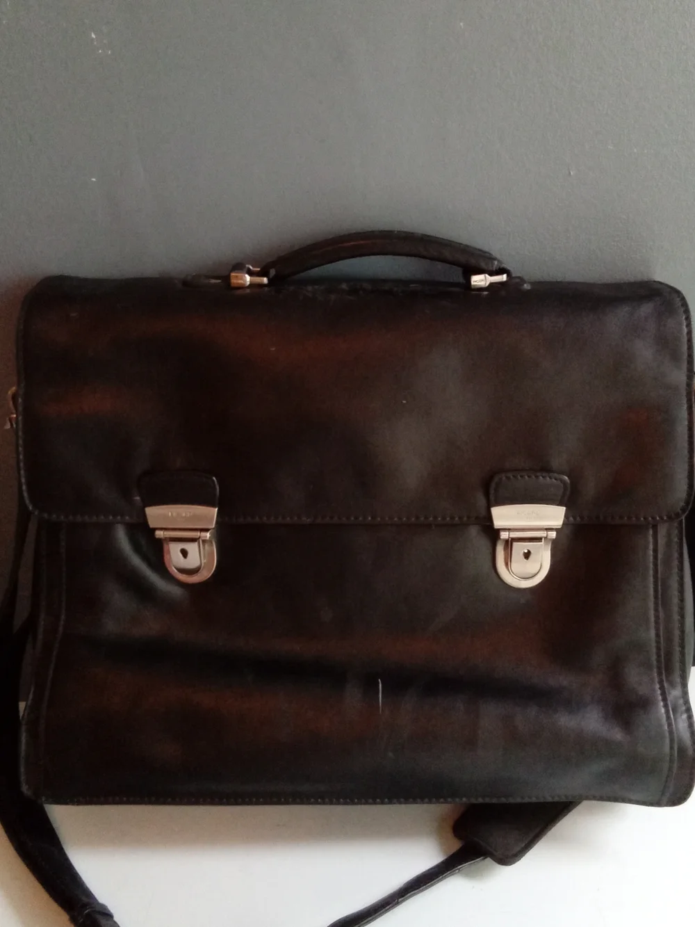 Picard 1928 Black Leather Briefcase Messenger Bag with‎ Shoulder Strap